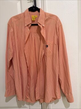 Duck head orange and white button down shirt size large